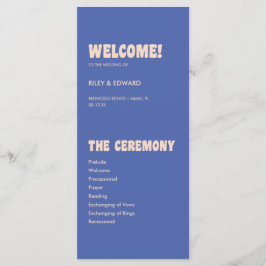 Programa Cerimônia de Casamento Azul e Bege Retro Moderno