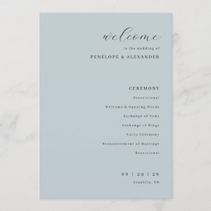 Programa Cerimônia de Casamento Azul Elegante