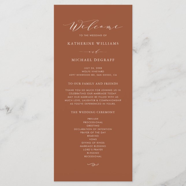 Programa Cerimônia de Casamento Boho Terracotta Dathur Scri (Frente)