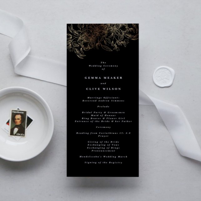 Programa Cerimônia de Casamento Botânico Desenhada à Mão El (Criador carregado)