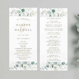 Programa Cerimônia de Casamento Botânico Dourado e Verde