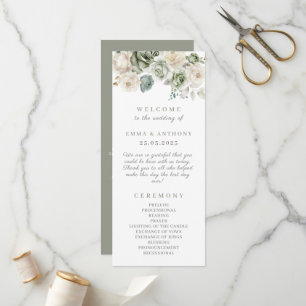 Programa Cerimônia de Casamento Botânico Elegante de Sage G