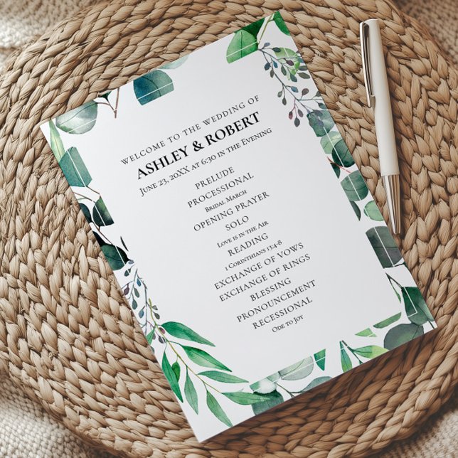Programa Cerimônia de Casamento Botânico Jardim de Eucalipt (Criador carregado)