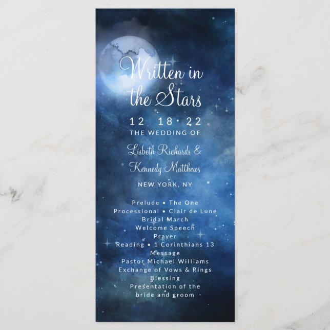 Programa Cerimônia de Casamento Celestial Lunar Sky (Frente)