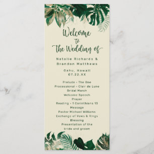 Programa Cerimônia de Casamento Chic de Folhagem Tropical e
