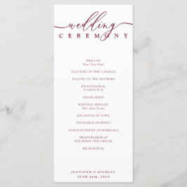 Programa Cerimônia de Casamento com Letra de Forma Minimal