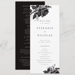 Programa Cerimônia de Casamento com Rosa Negra em Aquarela