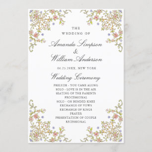 Programa Cerimônia de casamento da Ornamentado Vitoriana Gr