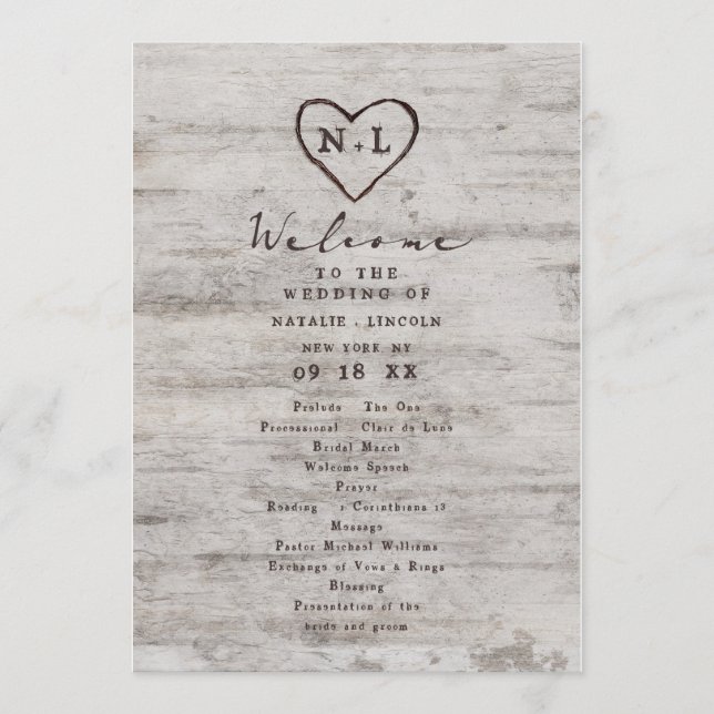 Programa Cerimônia de Casamento de Birch Russo de Suecas Es (Frente)