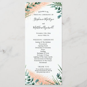 Programa Cerimônia de Casamento de Folhagem de Grass Pampas