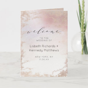 Programa Cerimônia de Casamento de Folhas de Fosco Rosa-Blu