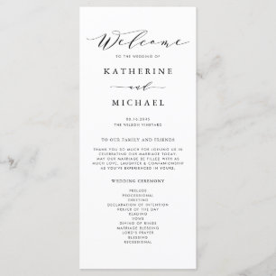 Programa Cerimônia de Casamento de Manuscrito Minimalista N