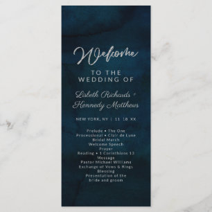 Programa Cerimônia de Casamento de marinho Luster Blue Wate