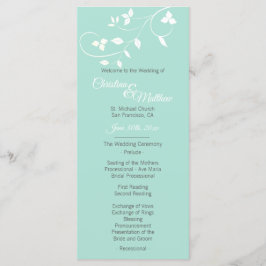 Programa Cerimônia de Casamento de Pastel Mint Green e Ligh