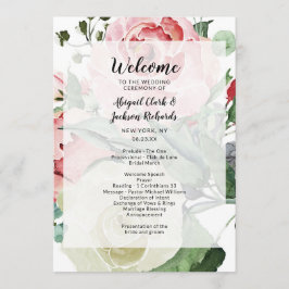 Programa Cerimônia de Casamento de Peach Watercolor Floral