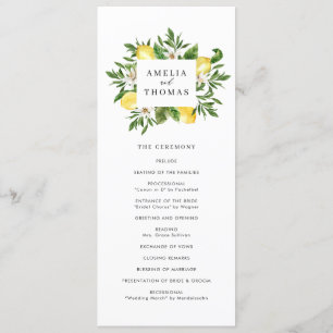Programa Cerimônia de Casamento de Watercolor Greenery e Le