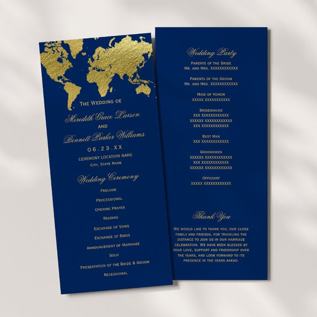 Programa Cerimônia de Casamento do Mapa do Mundo Elegante e (Criador carregado)