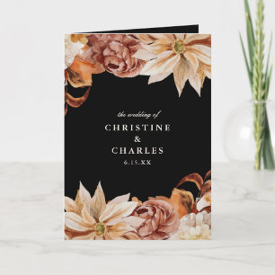 Programa Cerimônia de Casamento Floral de Aquarelas do outo
