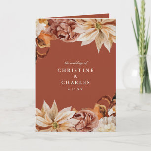 Programa Cerimônia de Casamento Floral de Aquarelas do outo