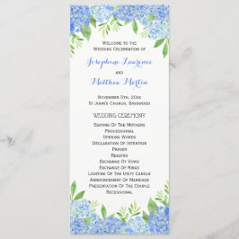 Programa Cerimônia de Casamento Floral de Hydrangea Blue Gr