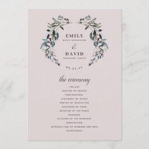 Programa Cerimônia de Casamento Floral de Mauve Purple
