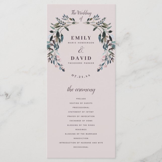 Programa Cerimônia de Casamento Floral de Mauve Purple (Frente)