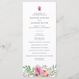 Programa Cerimônia de Casamento Floral de Watercolor