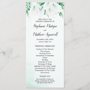 Programa Cerimônia de Casamento Floral do Modern White Call