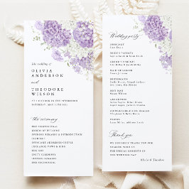 Programa Cerimônia de Casamento Floral Lavanda Lilás Branco