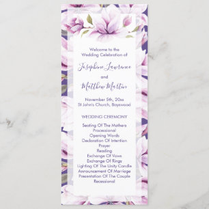 Programa Cerimônia de Casamento Floral Magnolia Violet