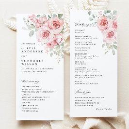 Programa Cerimônia de Casamento Floral Rosa Rubor