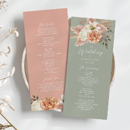 Programa Cerimônia de Casamento Floral Rústica com Pêssego 