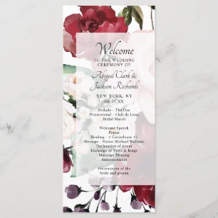 Programa Cerimônia de Casamento Floral Violeta Vermelha Chi
