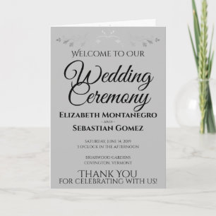 Programa Cerimônia de Casamento Floreado de Cinzas Chic Sim