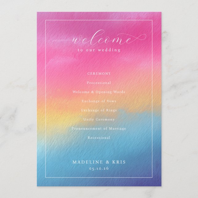 Programa Cerimônia de Casamento Gradiente Alegre (Frente)