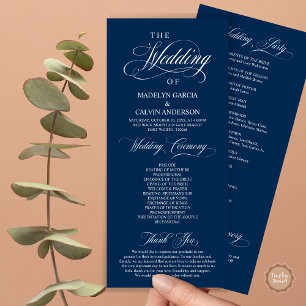 Programa Cerimônia de Casamento, Marinho de Elegância Cláss