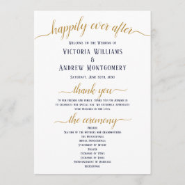 Programa Cerimônia de Casamento Minimalista com Letra Doura