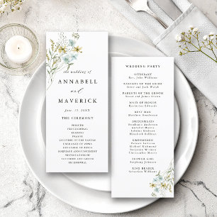 Programa Cerimônia de Casamento Moderna Boho com Flor Silve
