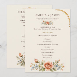 Programa Cerimônia de Casamento no Jardim de Rosas Antigas