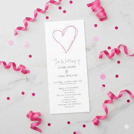 Programa Cerimônia de casamento romântica rosa minimalista