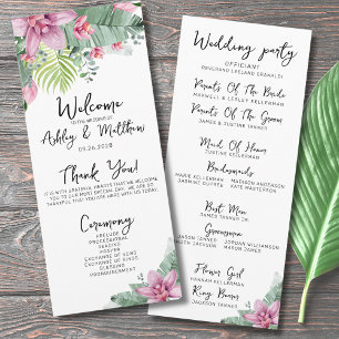 Programa Cerimônia de Casamento Tropical Floral