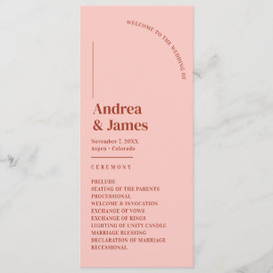 Programa Cerimônia de Casamento Vermelho e Rosa