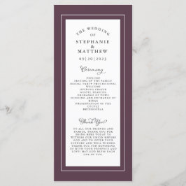 Programa Cerimônia de Serviço de Casamento Elegante Luxo Ro