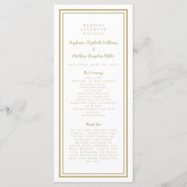Programa Cerimônia de Serviço de Casamento em Ouro Minimali