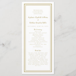 Programa Cerimônia de Serviço de Casamento em Ouro Minimali