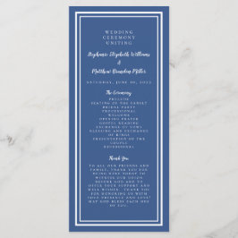 Programa Cerimônia de Serviço de Casamento Minimalista Azul