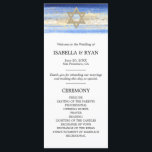 Programa Cerimônia Dourada do Bar David Star Mitzvah<br><div class="desc">Entregue esses cartões elegantes do programa de cerimônia no seu Bar judeu Mitzvah ou casamento. Design de aquarela moderna, mas elegante, em pincel, trava cores azuis, azul claro a marinho. Dourada Estrela de David no meio com falso derrame de folha de ouro. Letras modernas de script. Perfeito para um filho...</div>