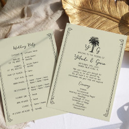 Programa Cerimônia Elegante de Casamento de Vintage Palm Tr