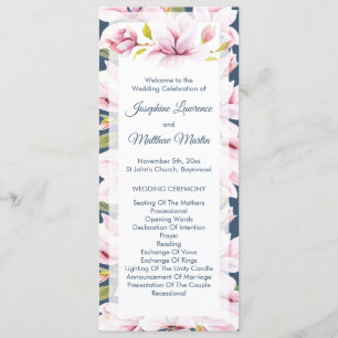 Programa Cerimônia Floral de Casamento Elegante Magnolia