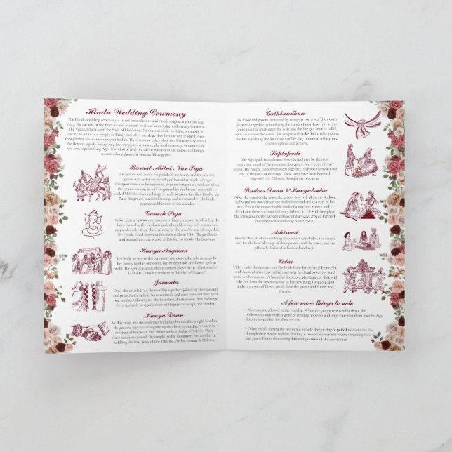Programa Cerimônia Hindu de Casamento (Dourado Rosa Vermelh (Interior)